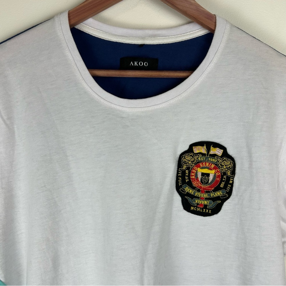 AKOO Men's Vintage Color Block T-Shirt with Akoo Crest sz Medium Y2K - Picture 4 of 11
